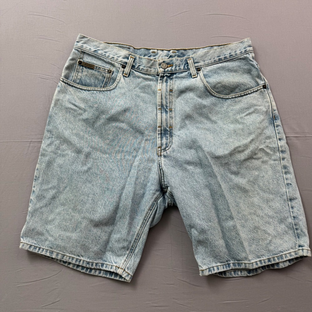 Vintage Calvin Klein Jeans Mens 38 Light Wash Denim Shorts Made in USA 90s CK